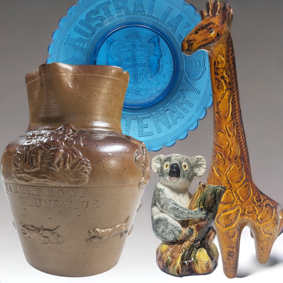 Colonial, Artware, and Studio Pottery, Federation and Centenary Collectables, Quality Carnival Glass, Australiana, and Ellis pieces from the Veronica Moriarty Collection